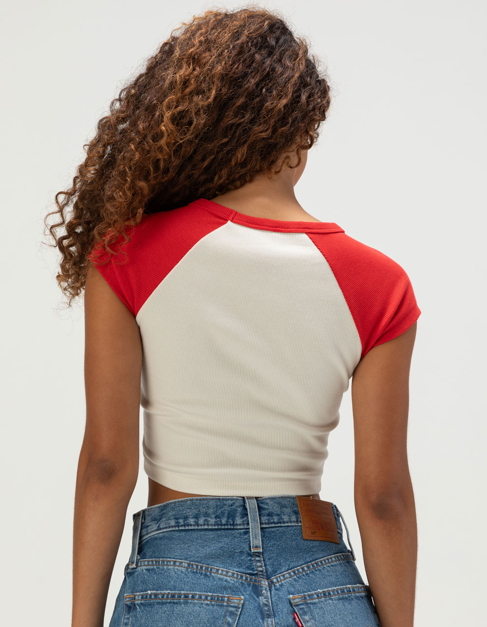 ROXY Vintage Hibiscus Womens Raglan Baby Tee - RED