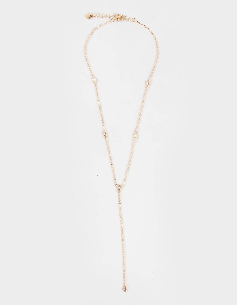 FULL TILT Rhinestone Lariat Necklace - GOLD