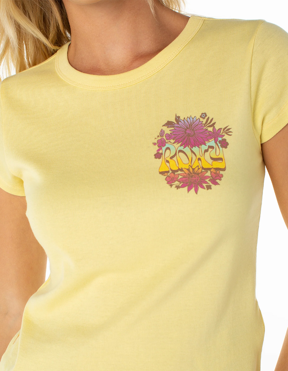 ROXY Tribal Sunset 90s Womens Baby Tee - YELLOW