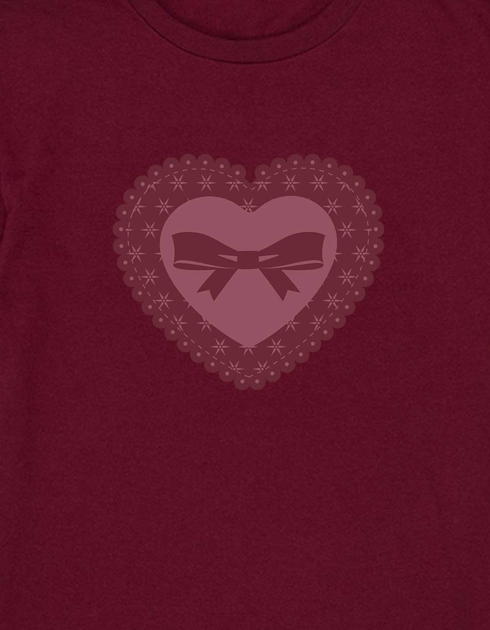 BOW Heart Lace Unisex Kids Tee - MAROON