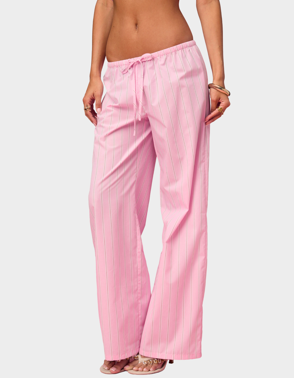 EDIKTED Barbie™ Icon Striped Pants - PINK