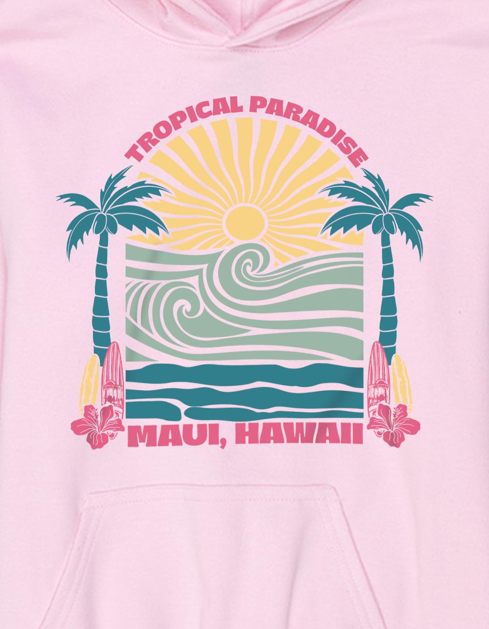 HAWAII Maui Tropical Paradise Unisex Kids Hoodie - LIGHT PINK