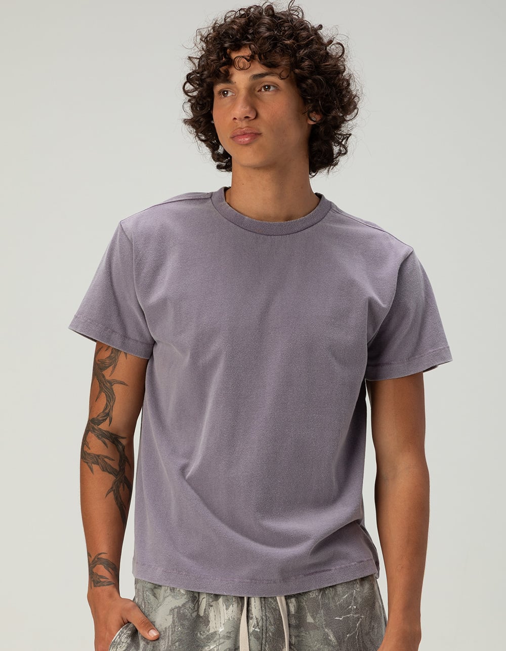RSQ Mens Washed Shrunken Tee - PURPLE