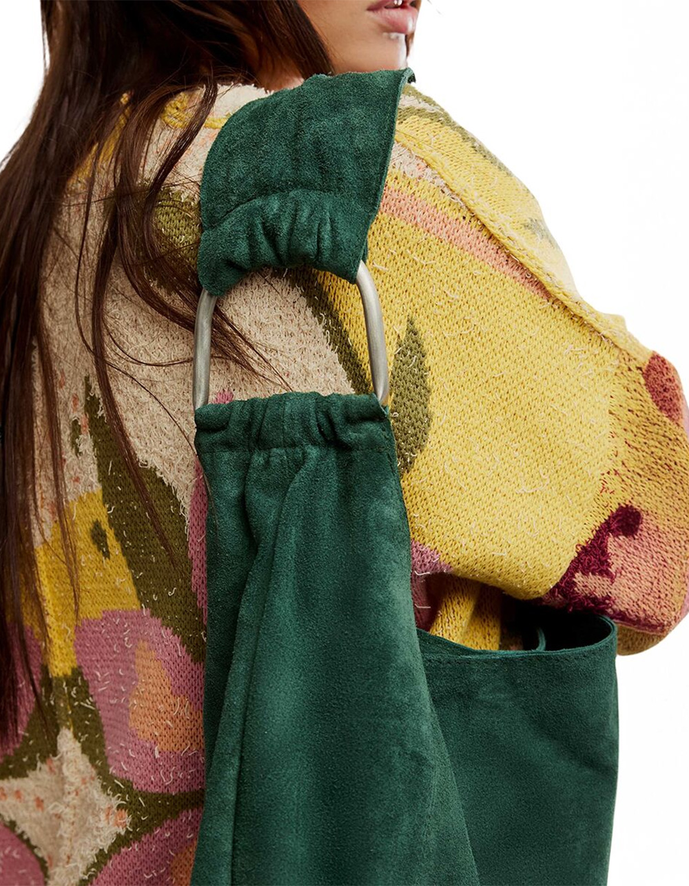 FREE PEOPLE Bobbi Slouch Suede Tote Bag - PINE