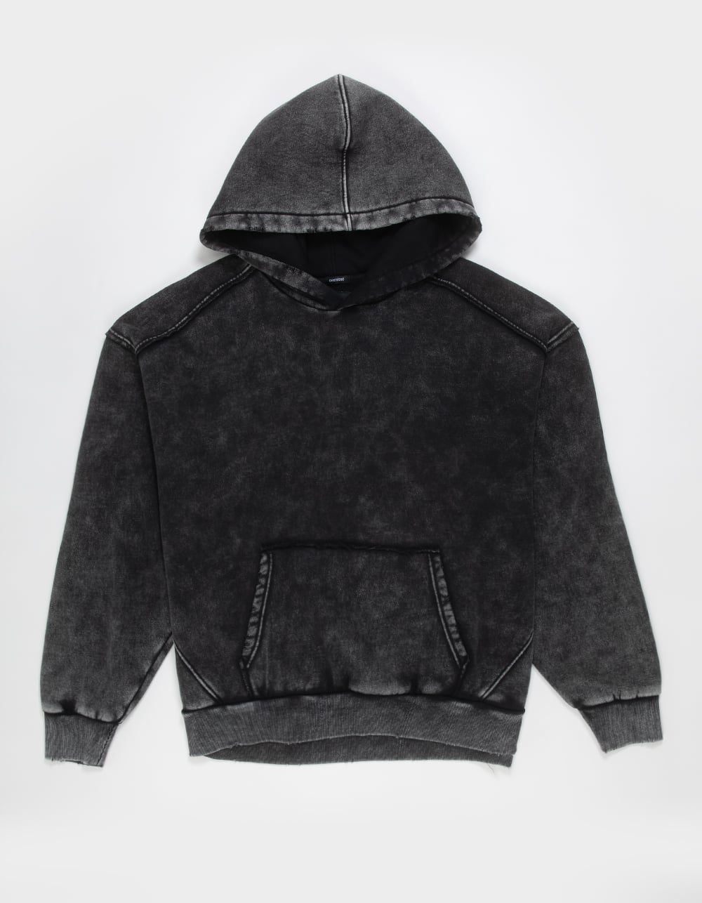 RSQ Mens Oversized Hoodie - BLACK ACID WASH