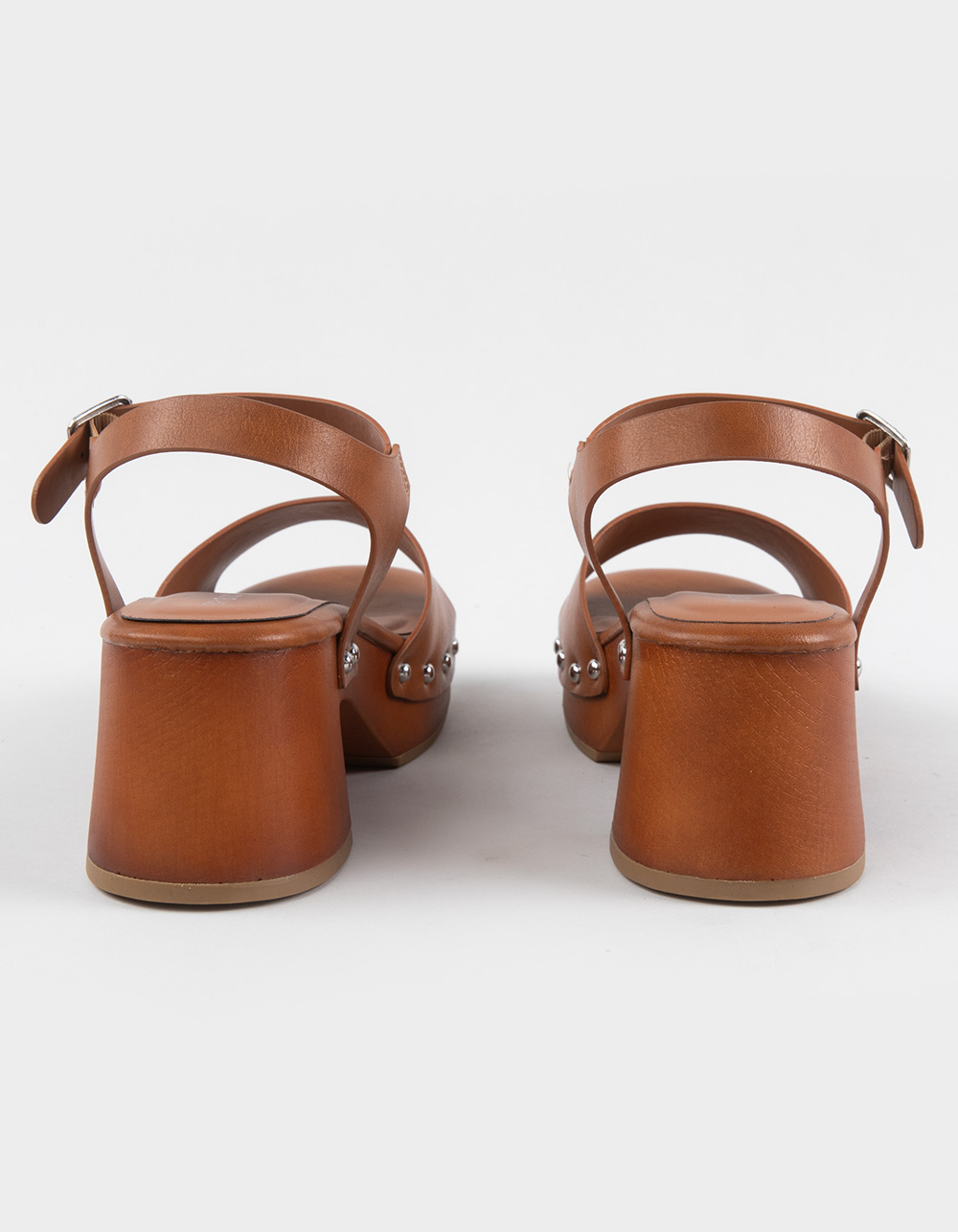 BAMBOO Silveroak Womens Wedge Sandals - CHESTNUT