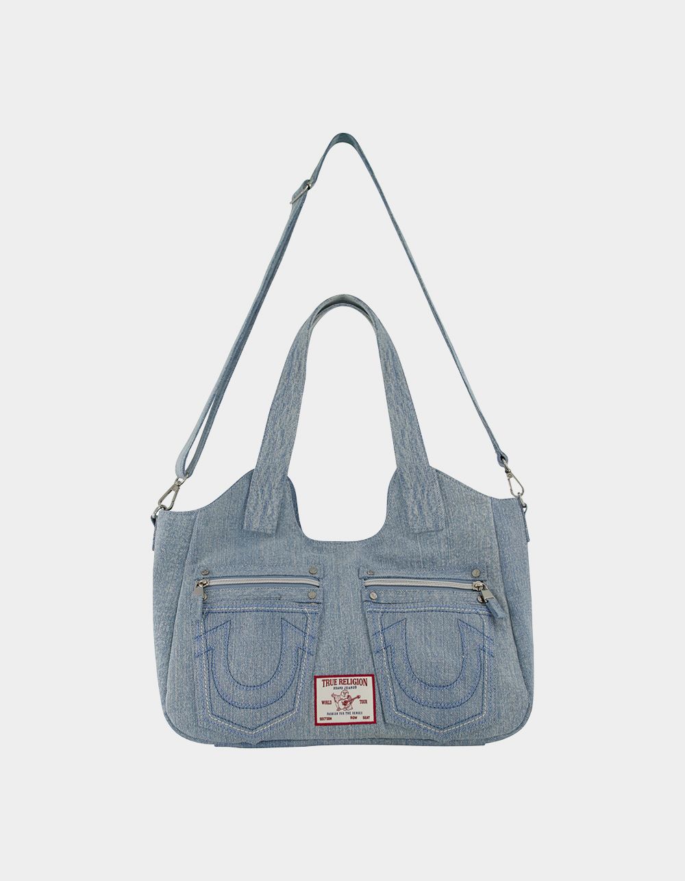 TRUE RELIGION Horseshoe Stitch Denim Satchel Bag - DENIM