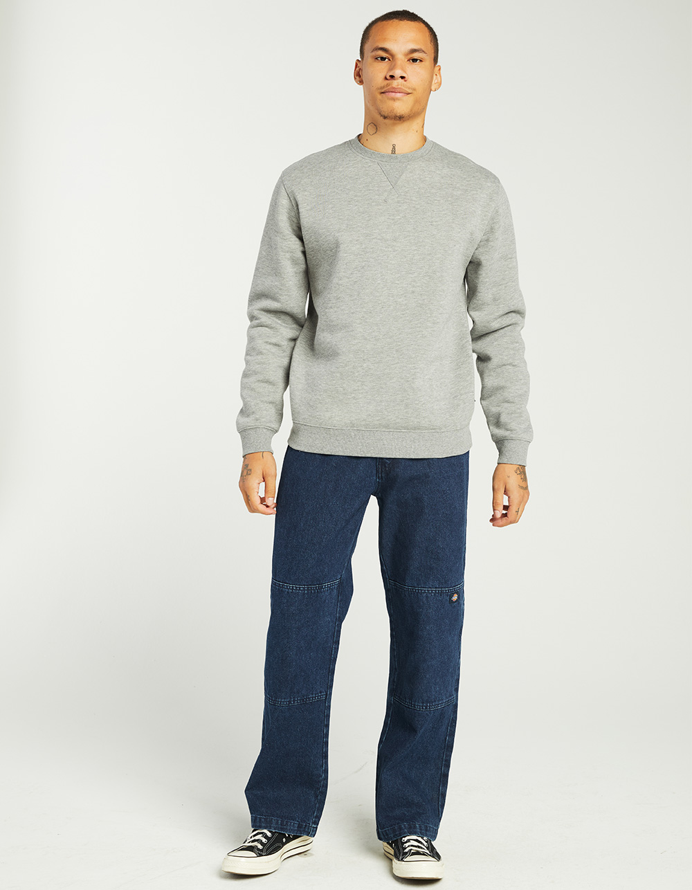 DICKIES Double Knee Loose Fit Mens Jeans - MEDIUM INDIGO