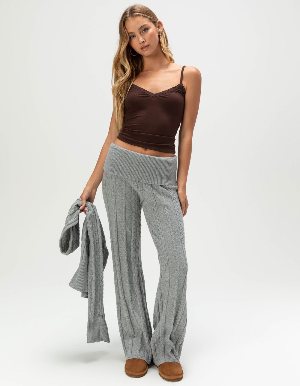 TILLYS Lace Trim Womens Cami - DARK BROWN