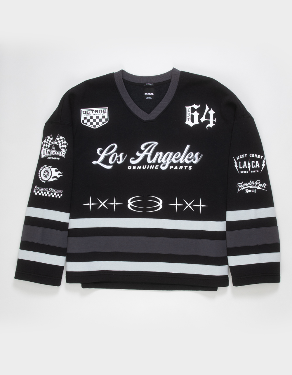 RSQ Hockey Mens Oversized Sweatshirt - BLACK