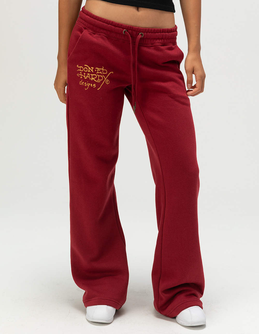 ED HARDY Amor Butterfly Womens Sweatpants - BURGUNDY