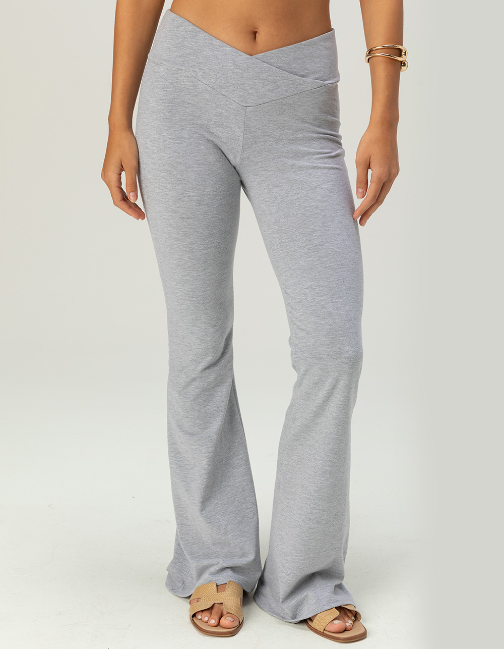 TILLYS Womens Crossover Flare Pants - HEATHER GRAY