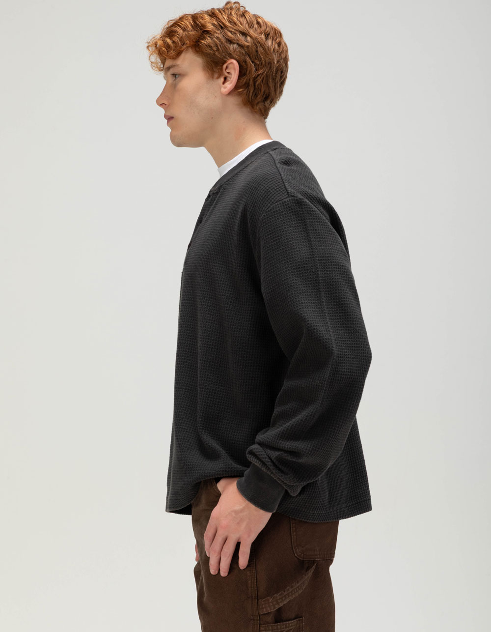RSQ Mens Henley Thermal - BLACK
