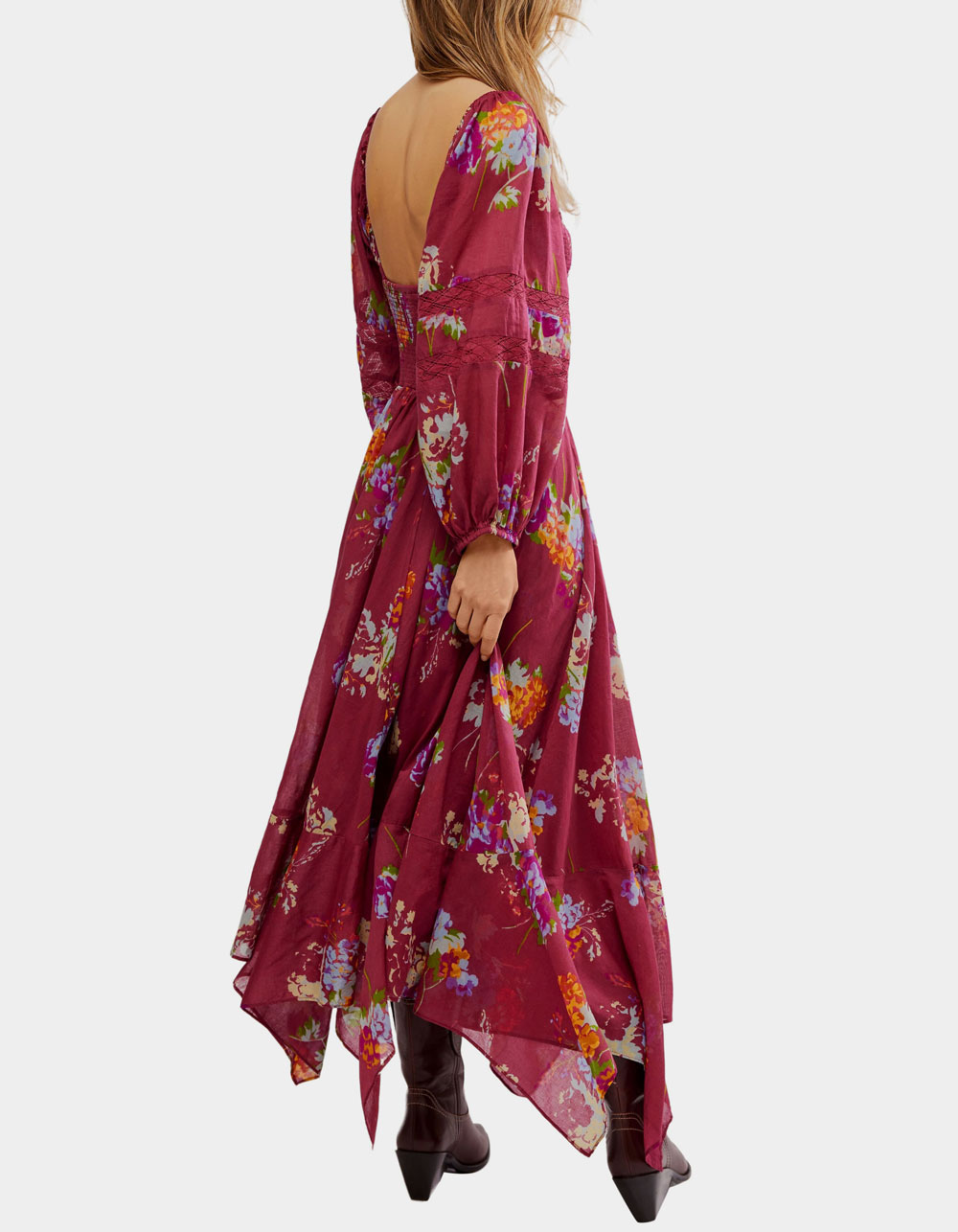FREE PEOPLE Morning Glory Womens Maxi Dress - BURGUNDY