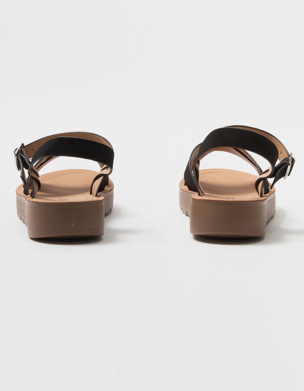 SODA Ankle Strap Womens Mini Flatform Sandals - BLACK