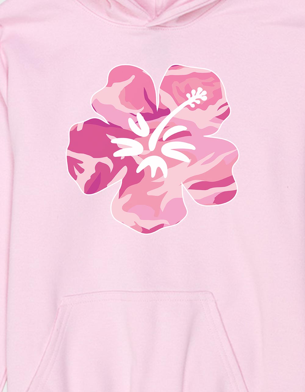 HIBISCUS PINK Camo Unisex Kids Hoodie - LIGHT