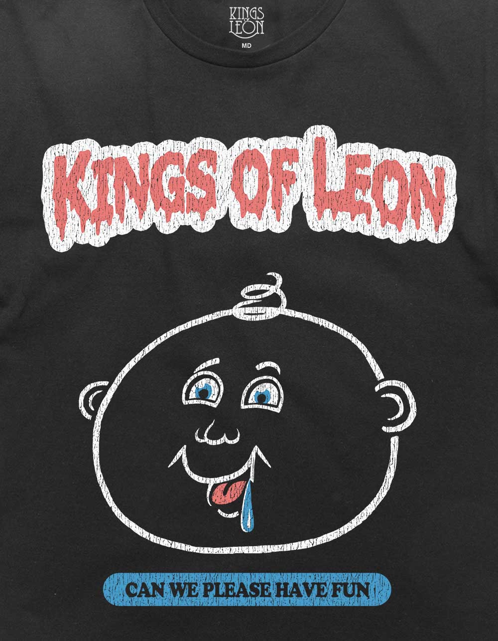 KINGS OF LEON Can We Please Have Fun Face Distressed Unisex Tee - BLACK