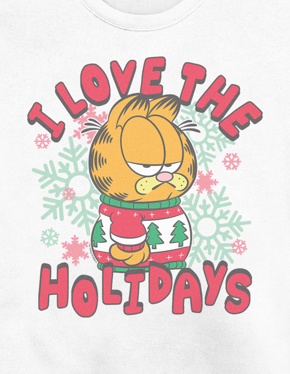 GARFIELD Love Holidays Snowflakes Unisex Crewneck Sweatshirt - WHITE