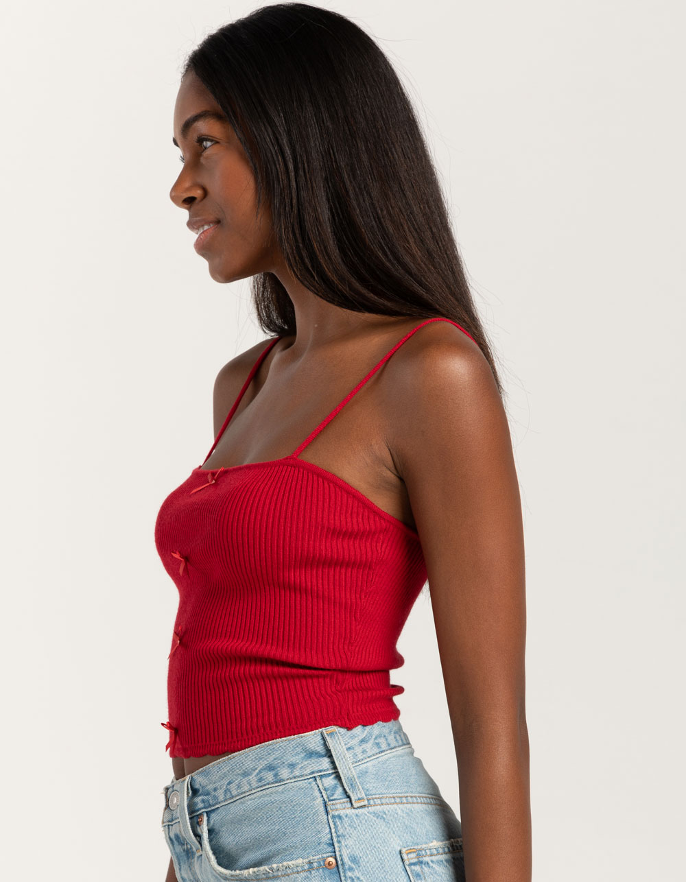 FULL TILT Ribbon Womens Rib Cami - RED