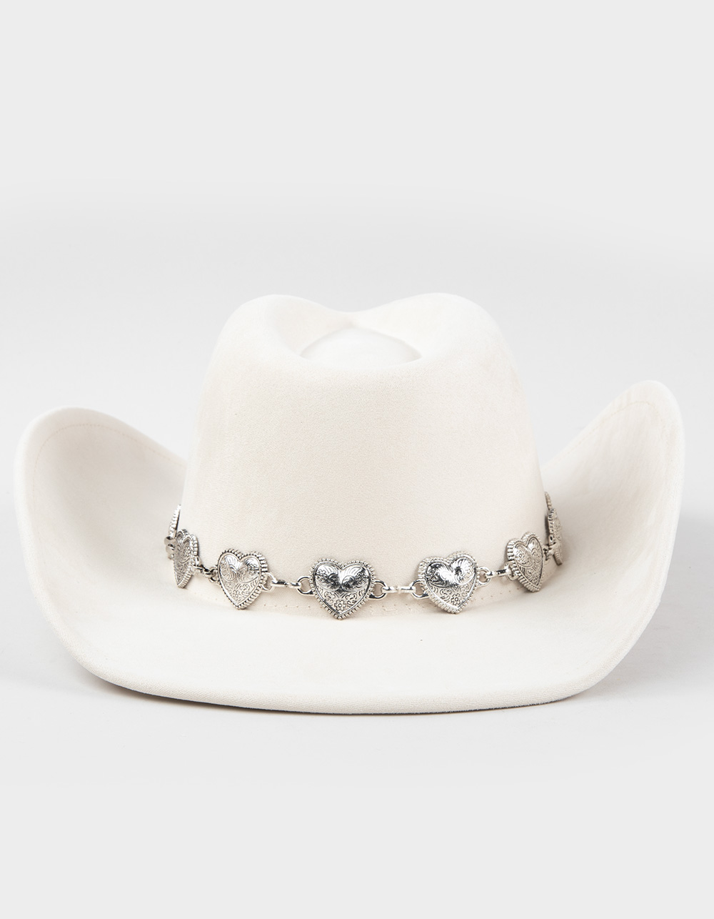 Heart Buckle Cowboy Hat - WHITE
