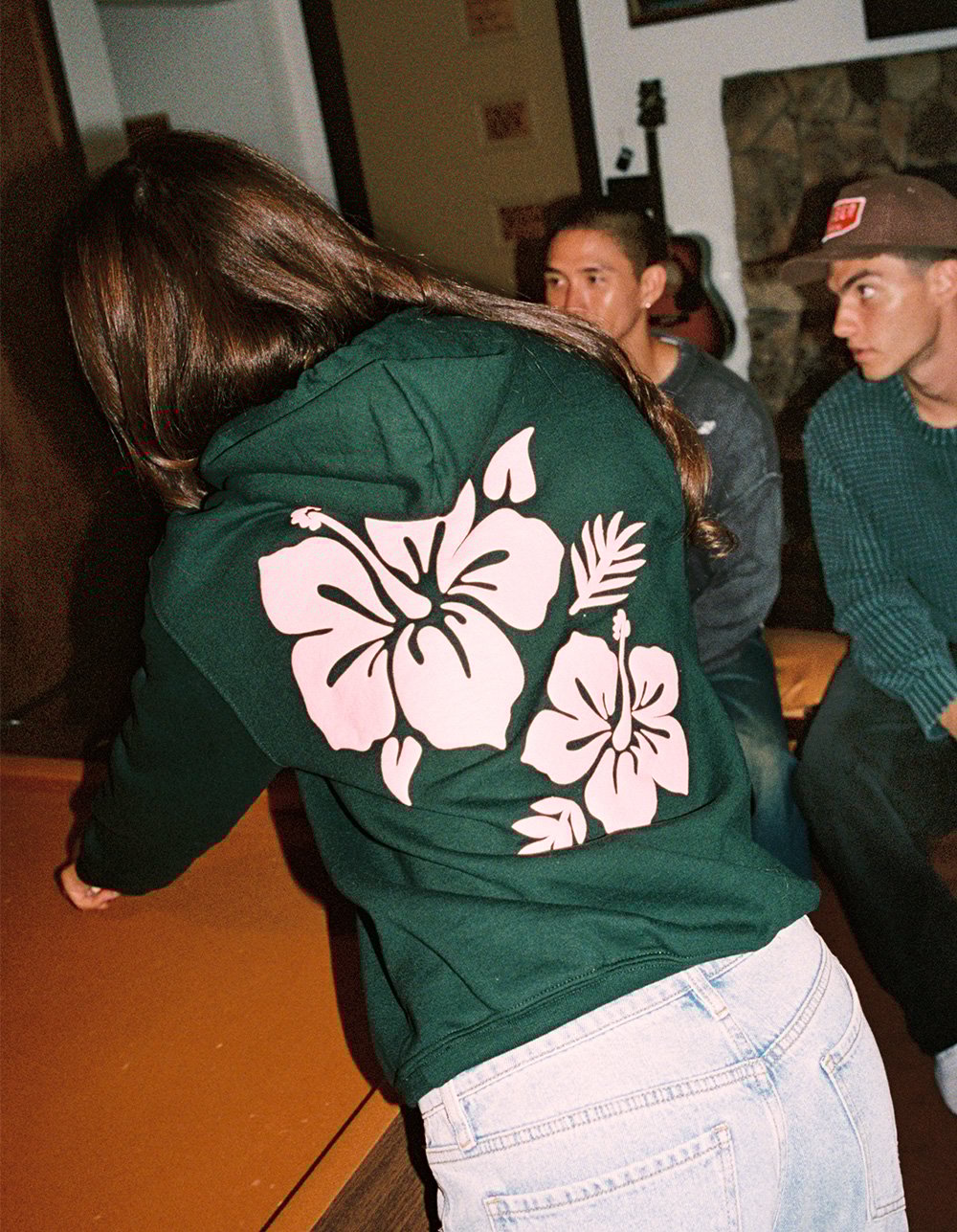 RIOT SOCIETY Hibiscus Womens Hoodie - GREEN