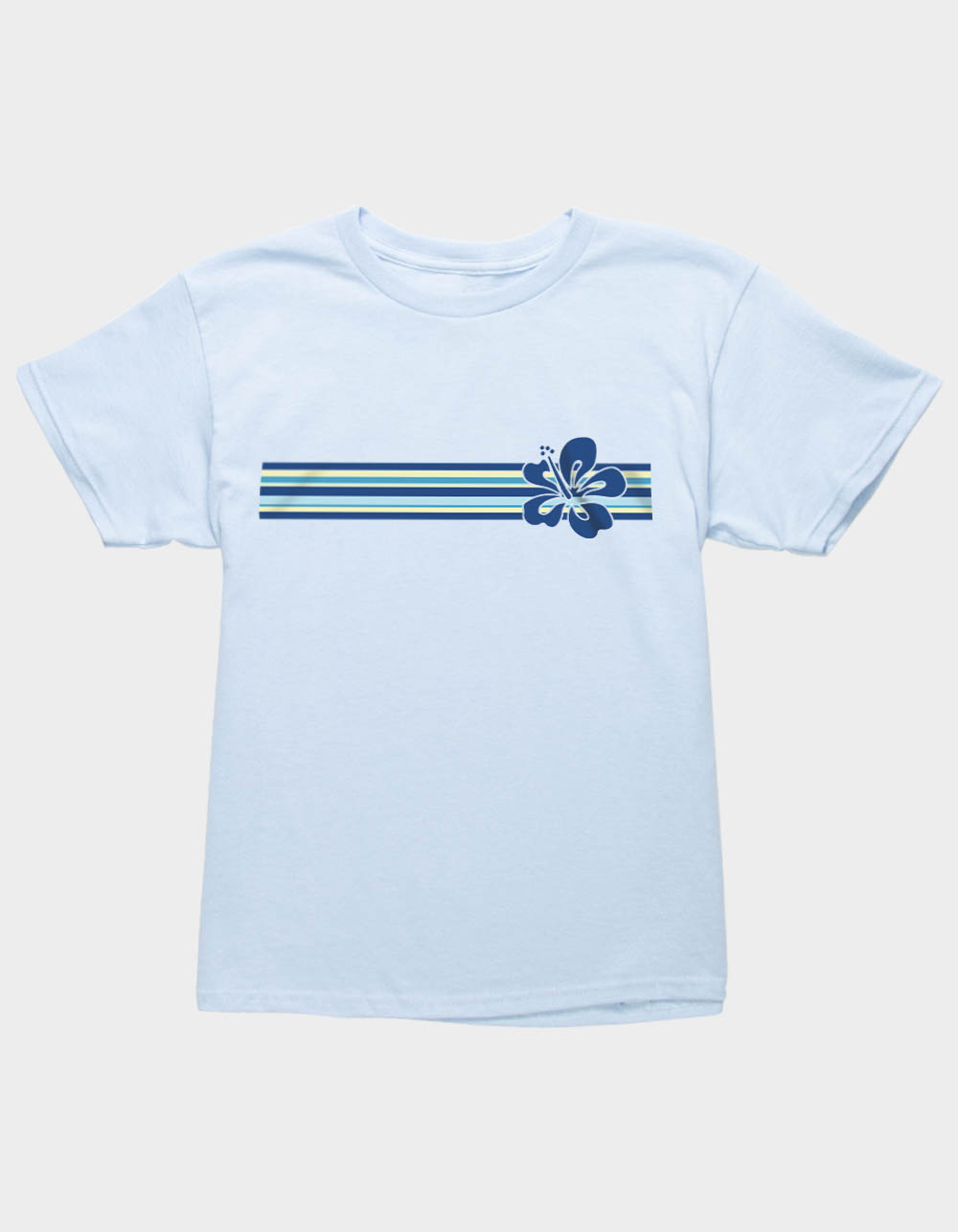 STRIPE Hibiscus Girls Tee - LIGHT BLUE