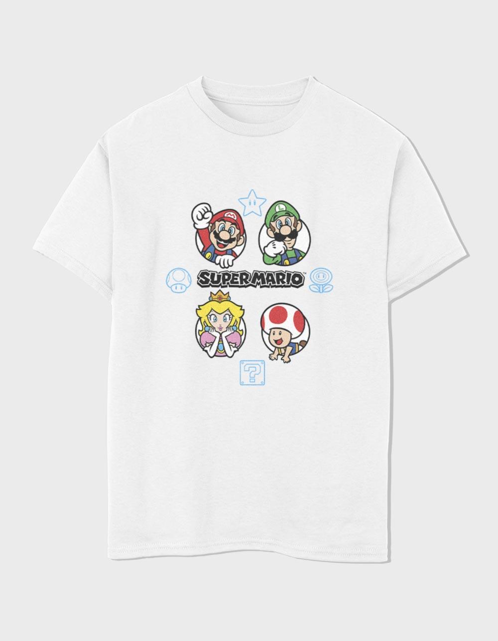 SUPER MARIO Group Fun Unisex Kids Tee - WHITE