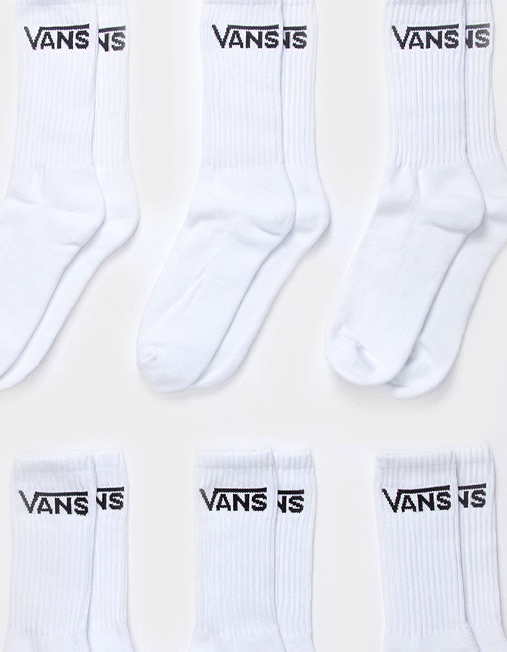 VANS 6 Pack Mens Classic Crew Socks - WHITE