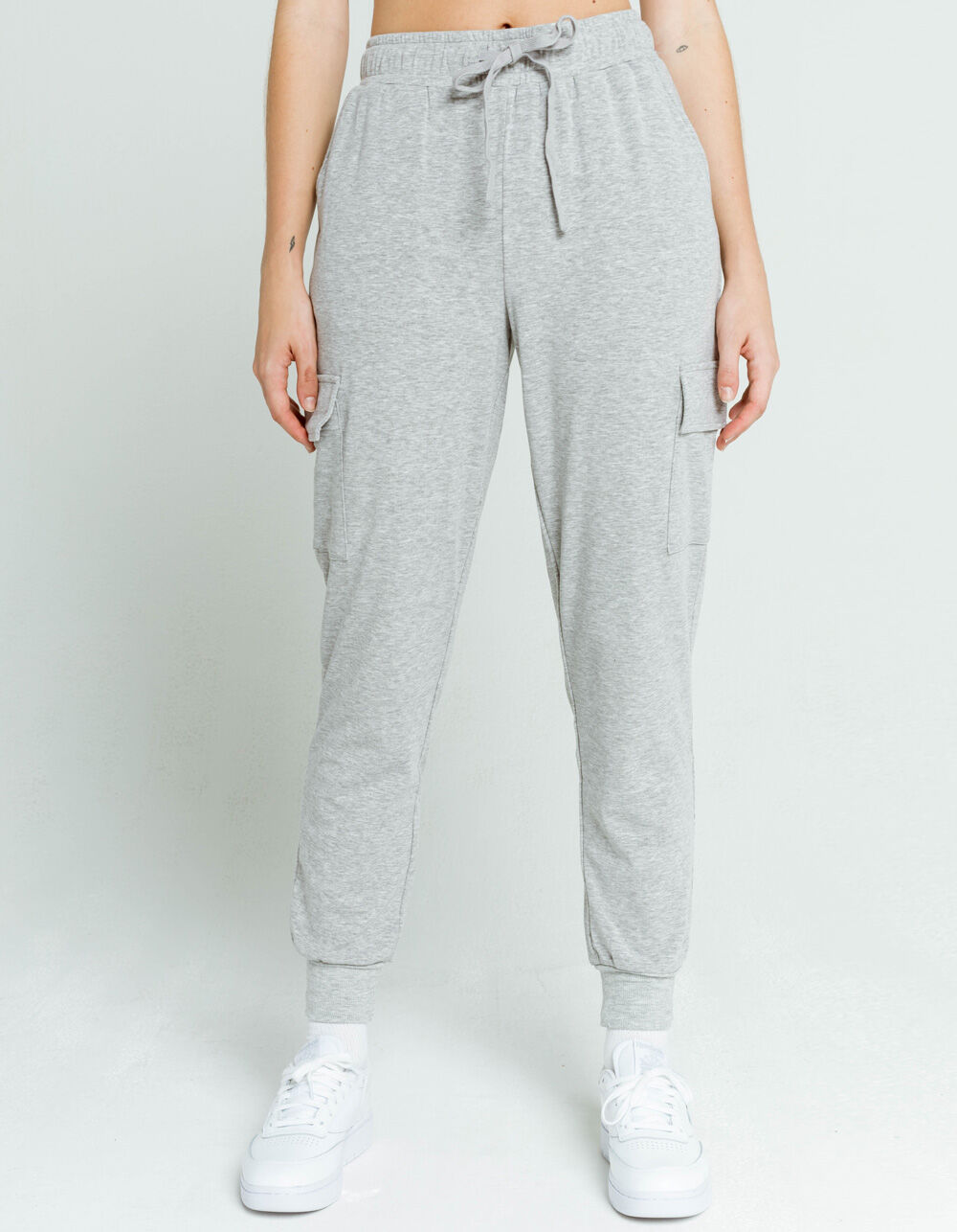 SKY AND SPARROW Cargo Womens Heather Gray Jogger Sweatpants - HEATHER ...
