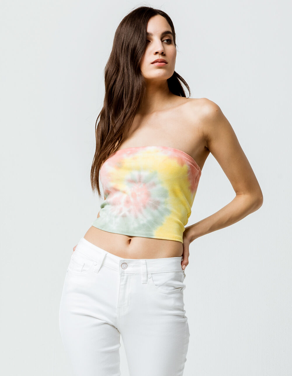 SKY AND SPARROW Ribbed Tie Dye Sage Womens Tube Top image number 0