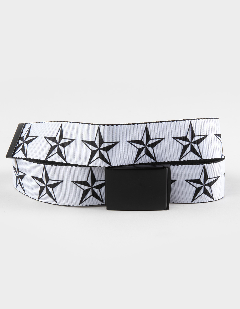 RSQ Mens Nautical Star Web Belt - WHT/BLK