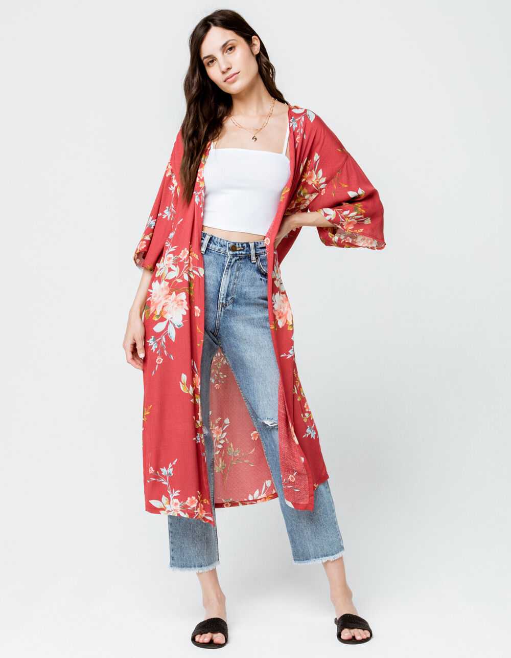 H.I.P. Floral Womens Kimono - BURGUNDY | Tillys
