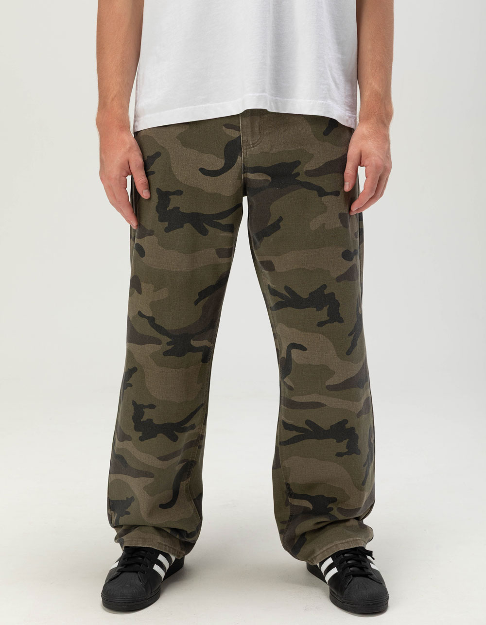 RSQ Mens 5 Pocket Baggy Pants - CAMO GREEN