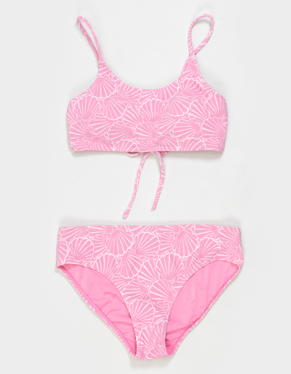FULL TILT Texture Shell Girls Bralette Bikini Set - PINK