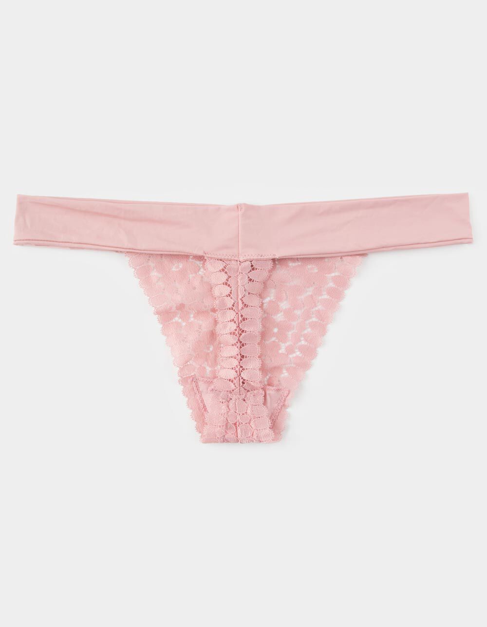 FULL TILT Ruched Dusty Pink Lace Thong - DUPIN - 404863383