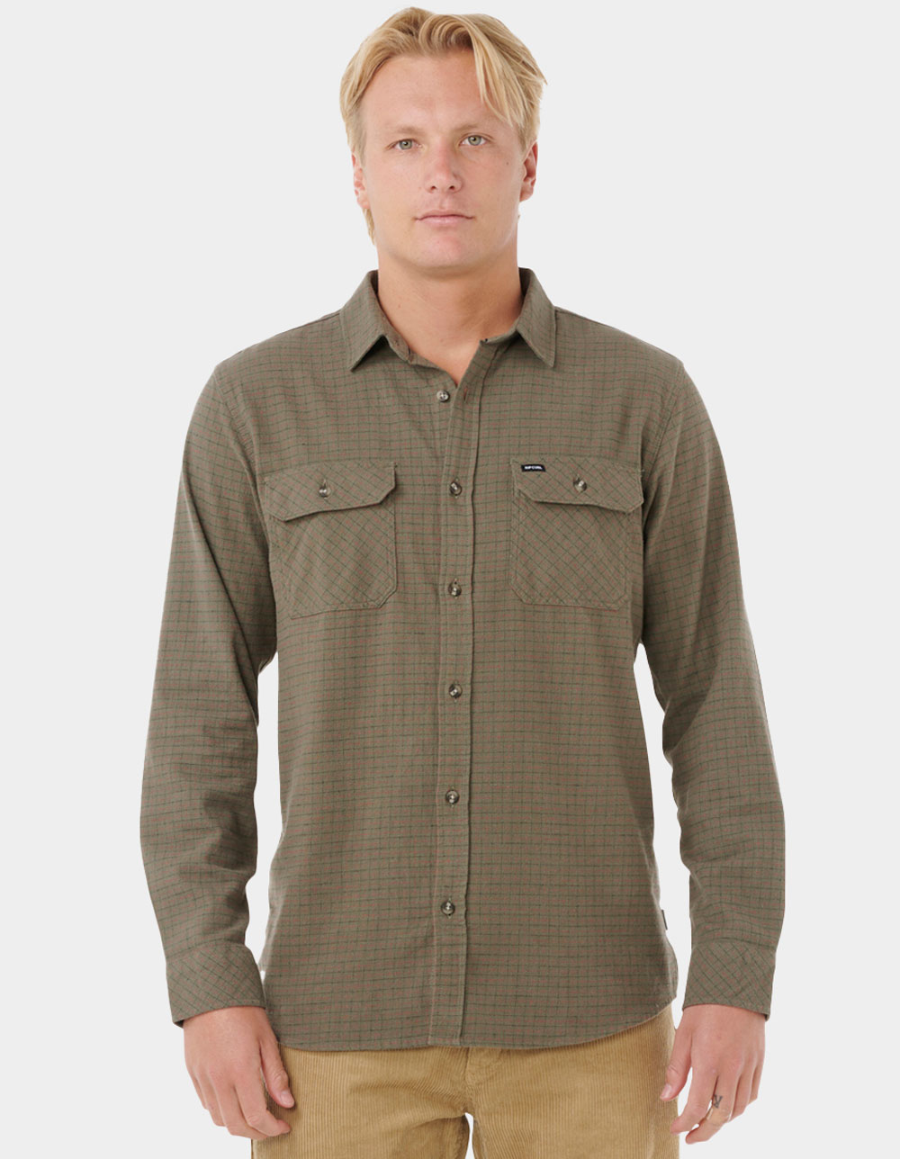RIP CURL Surf Checked Mens Flannel - OLIVE