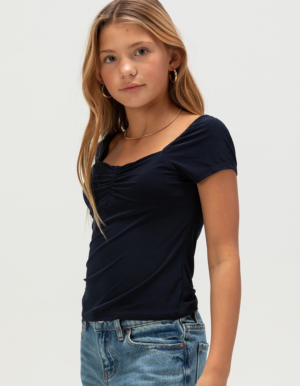 RSQ Girls Butter Soft Cinch Top - NAVY