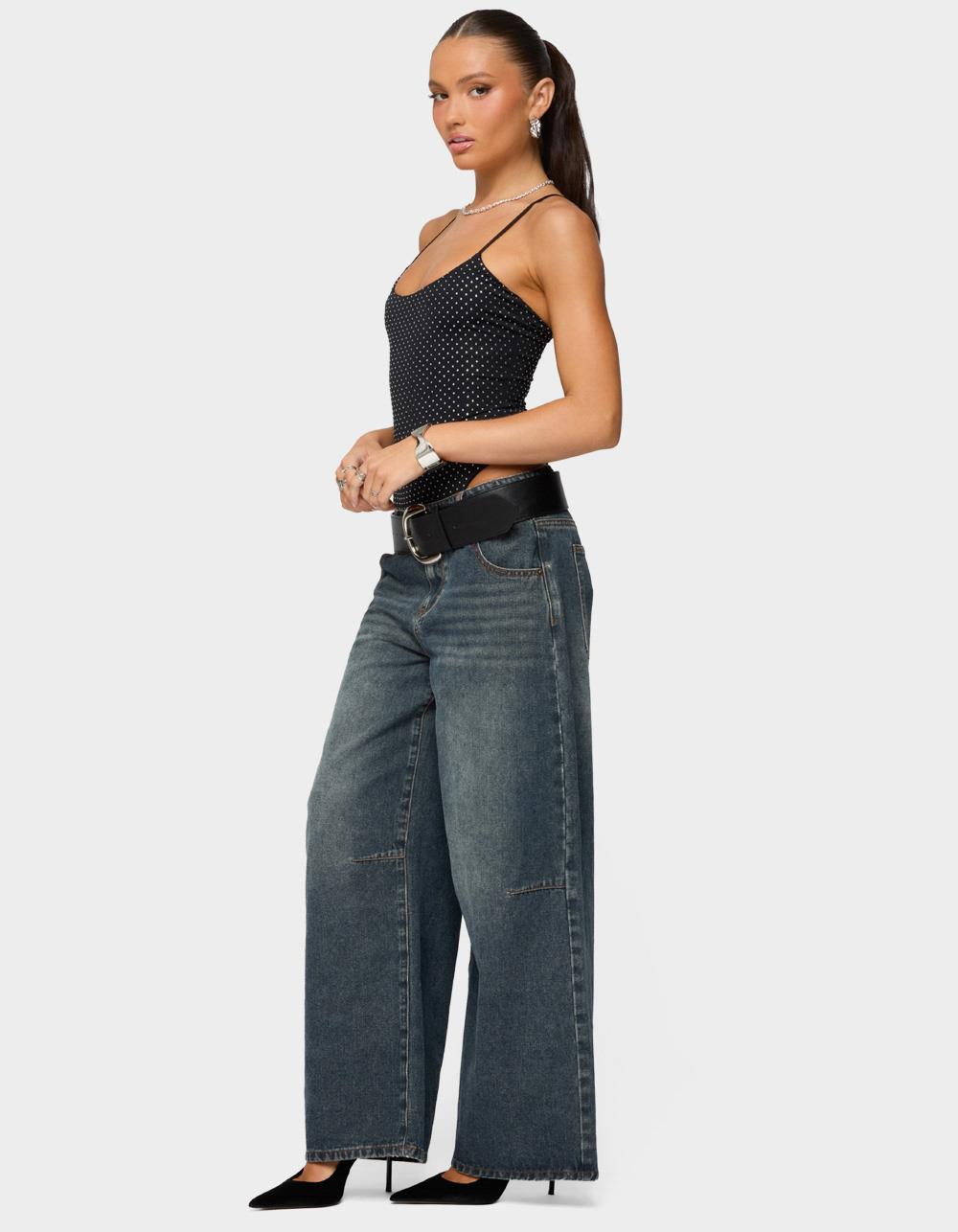 EDIKTED Georgey Rhinestone Bodysuit - BLACK