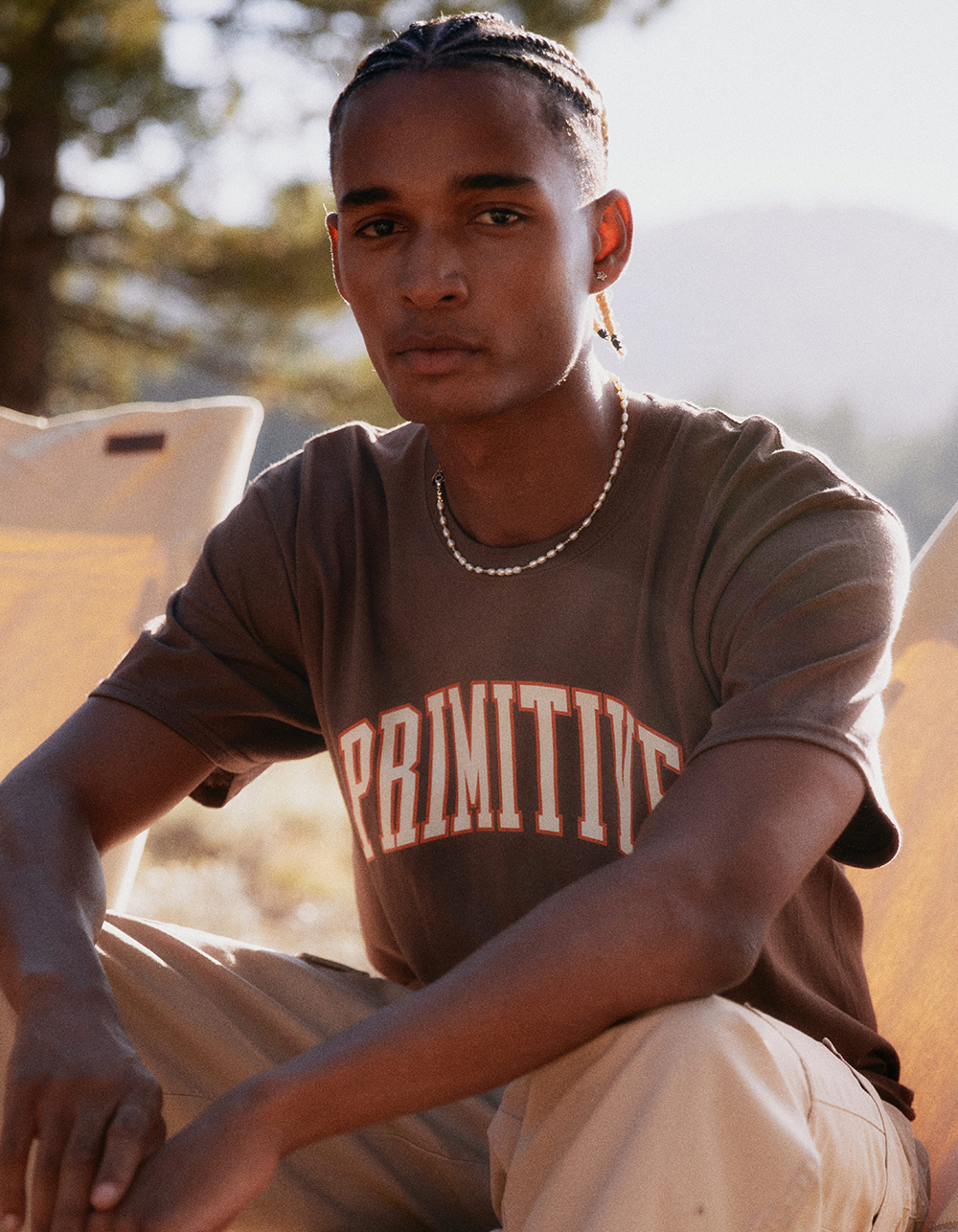 PRIMITIVE Collegiate Arch Mens Tee BROWN Tillys