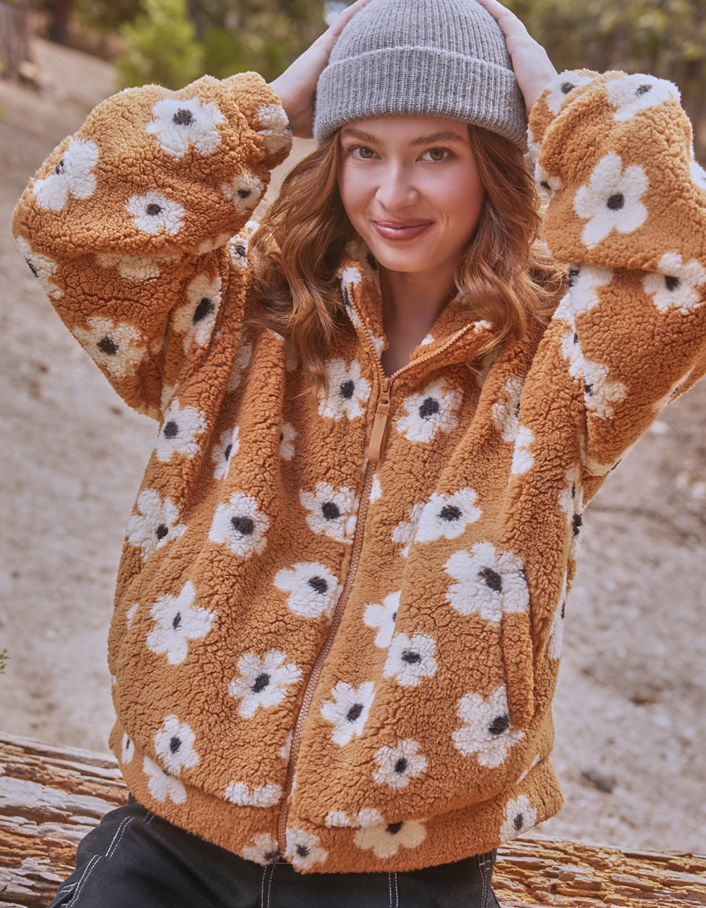 RSQ Print Womens Sherpa Jacket BROWN COMBO Tillys