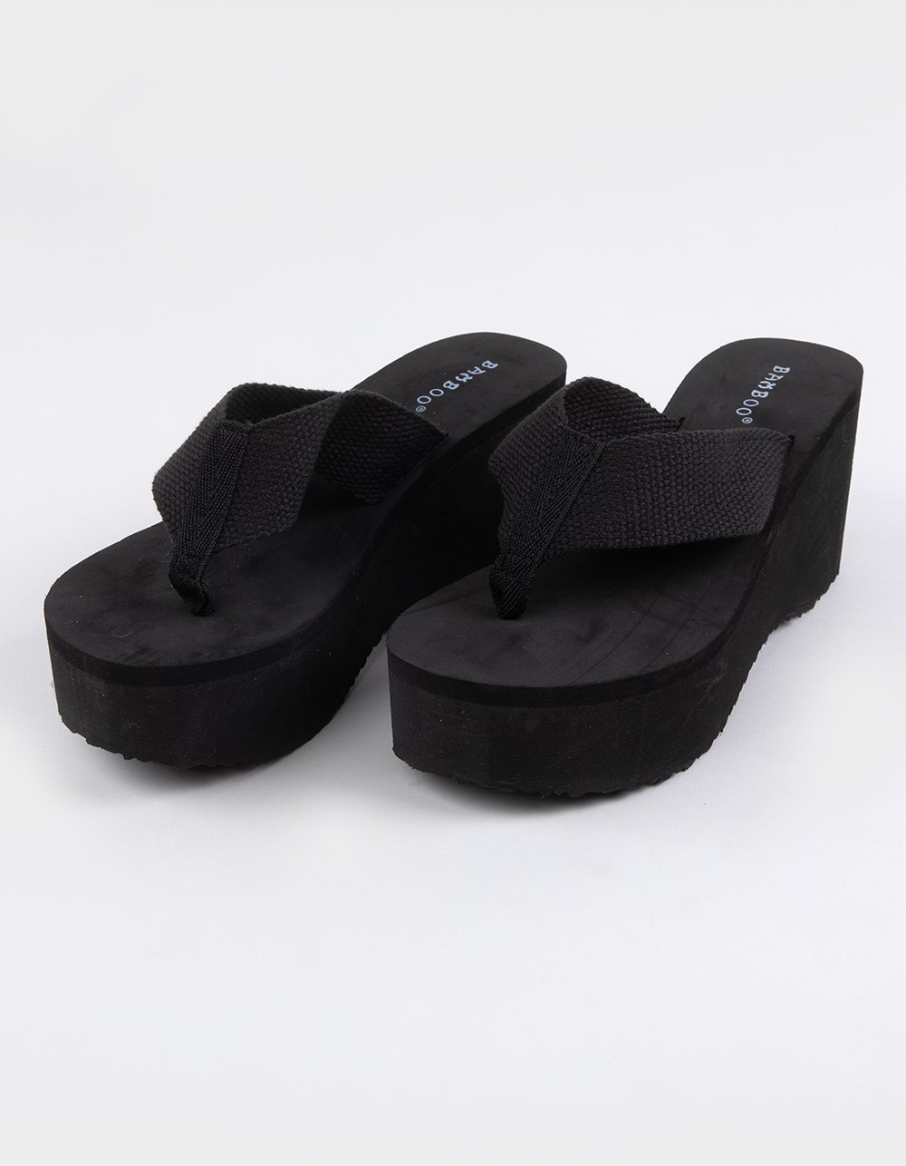 BAMBOO Poolside Womens Wedge Sandals - BLACK
