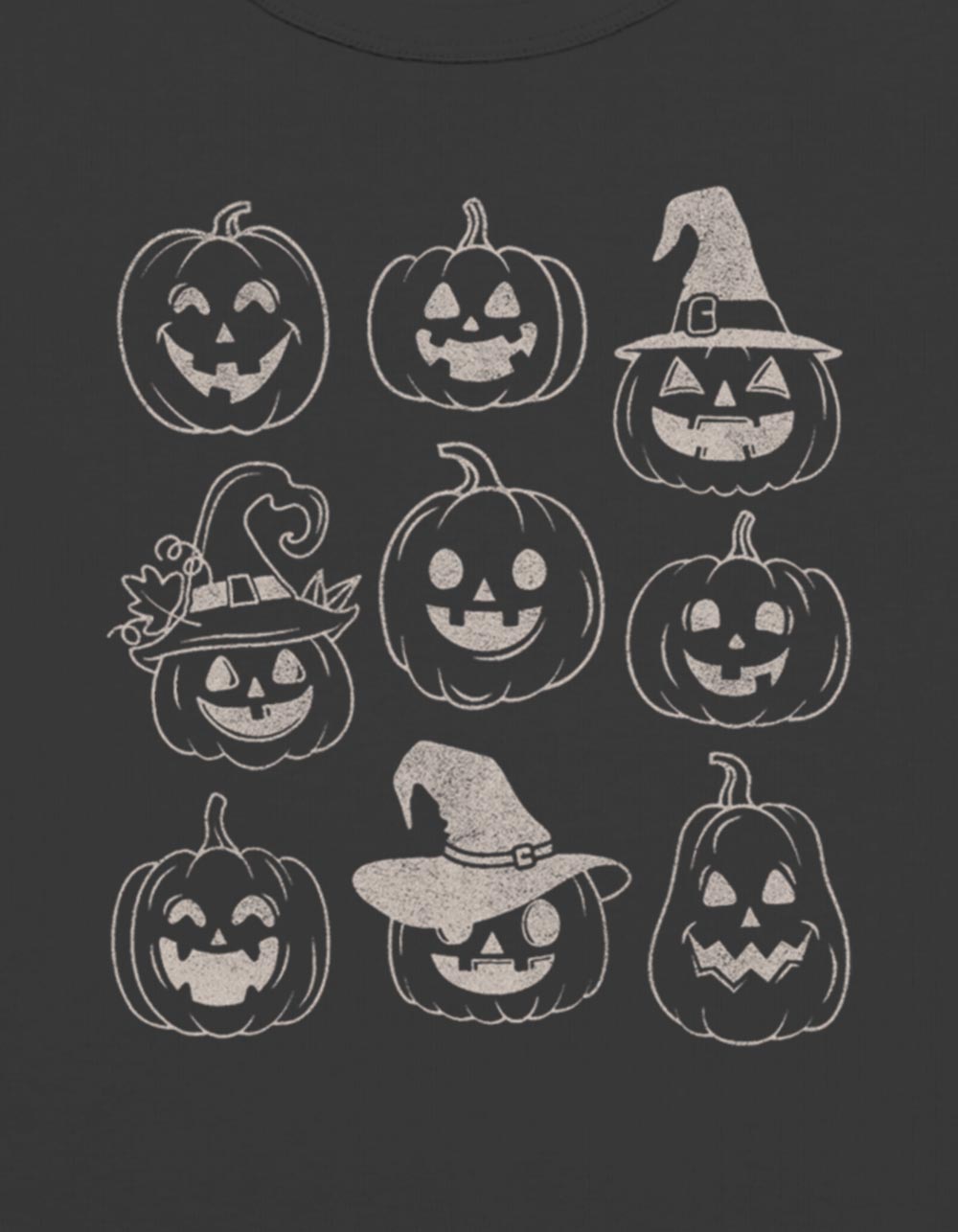 PUMPKINS Jack-O'-Lanterns Grid Womens Baby Tee - BLACK