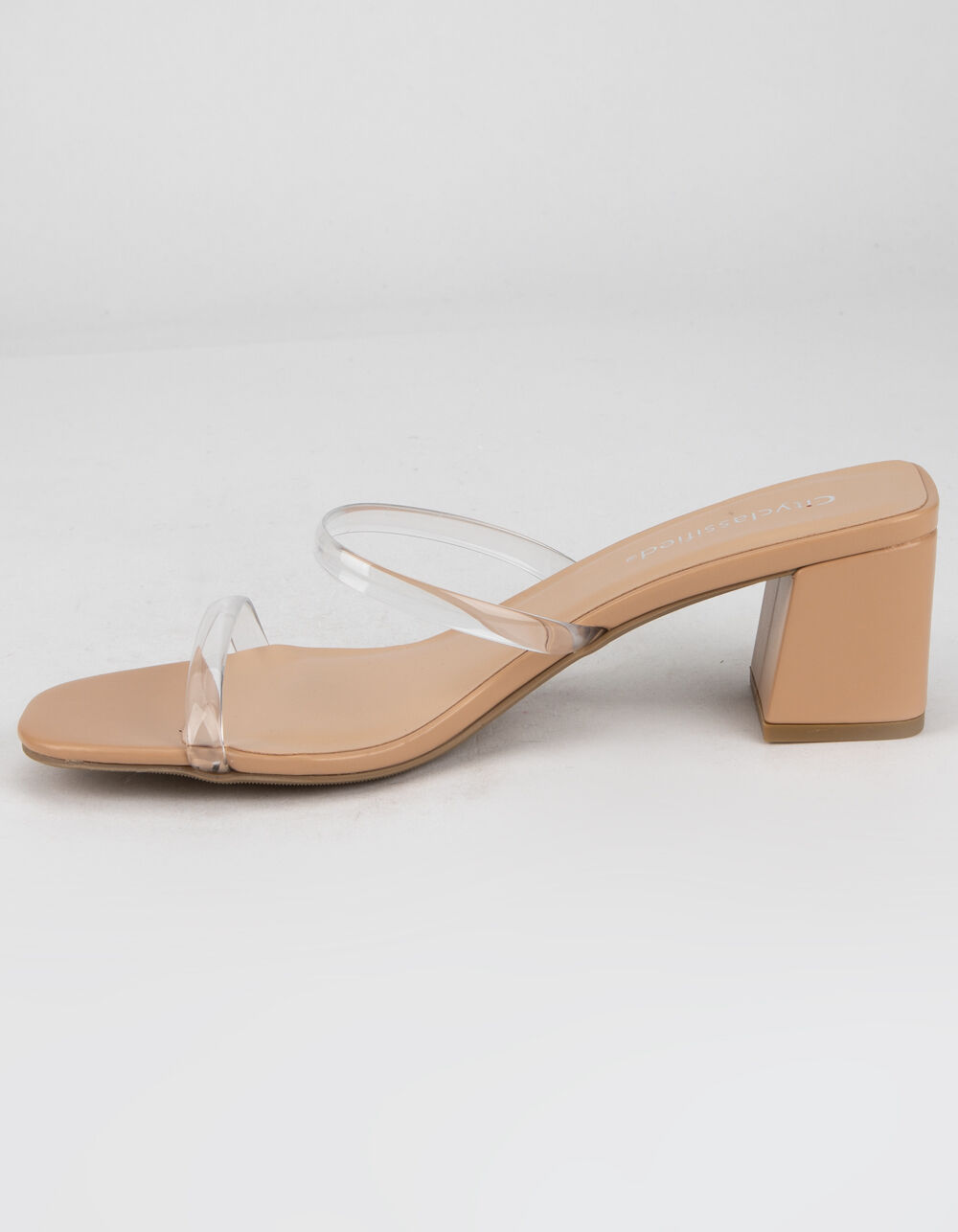 CITY CLASSIFIED Clear Two Strap Womens Nude Heels - NUDE | Tillys