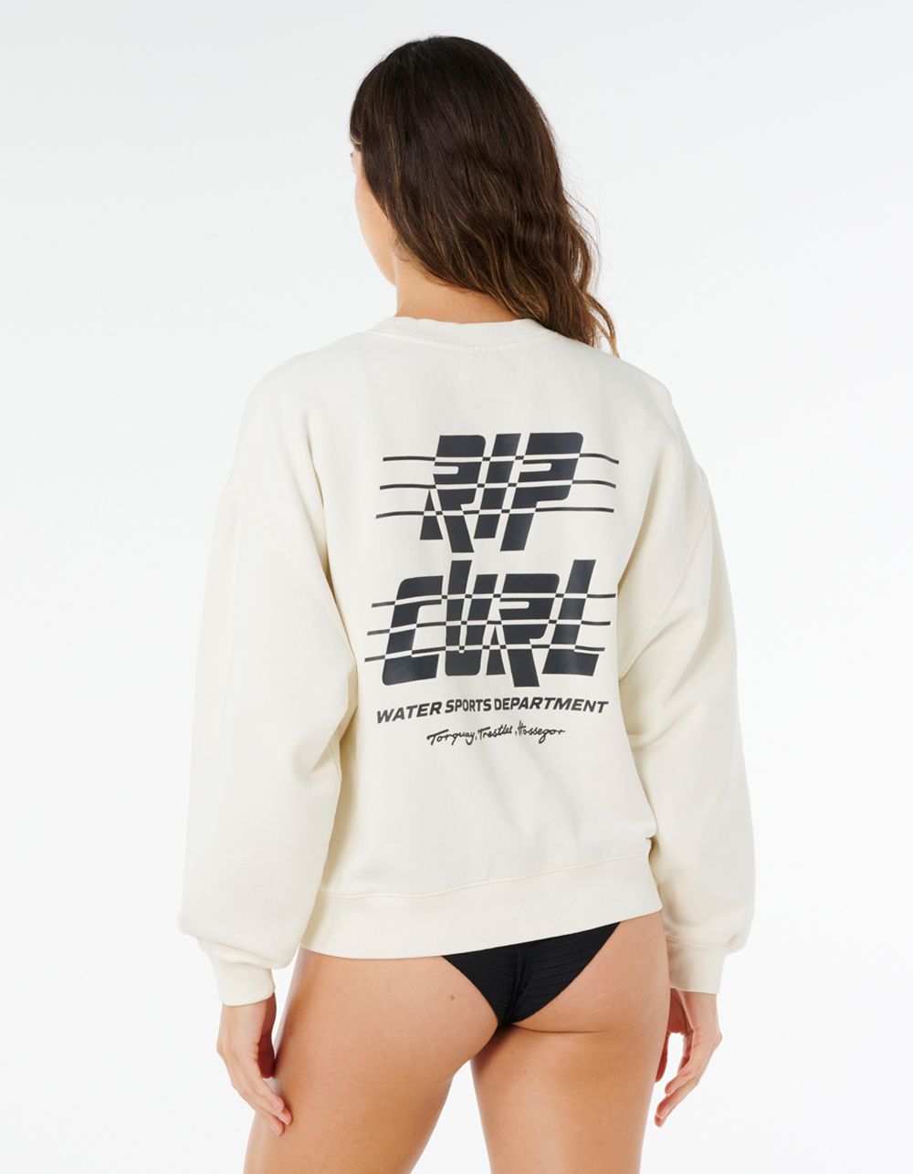 RIP CURL Sports Dept Drop Shoulder Womens Crewneck - BONE