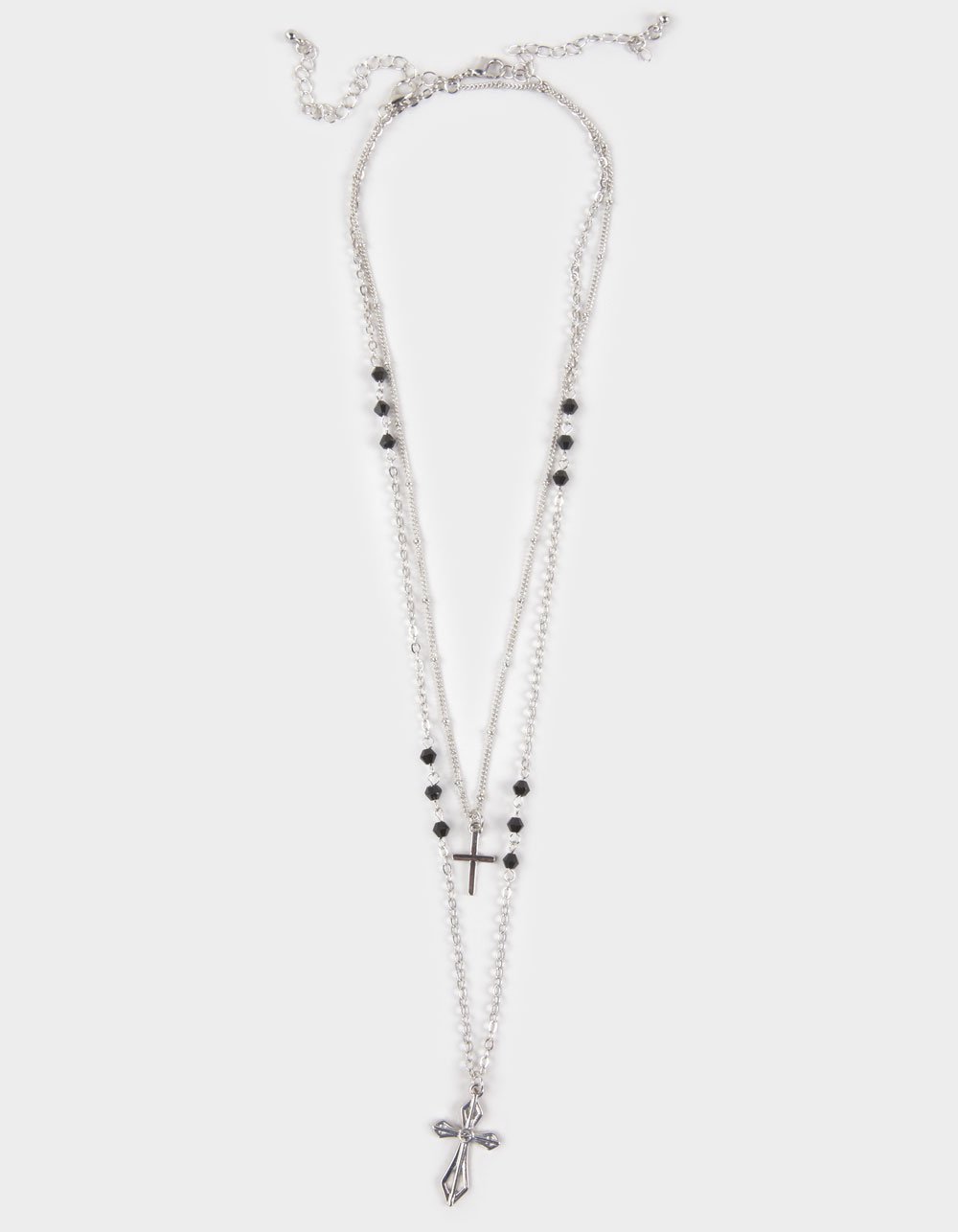 FULL TILT Layered Cross/Rhinestone Necklace - SILVER