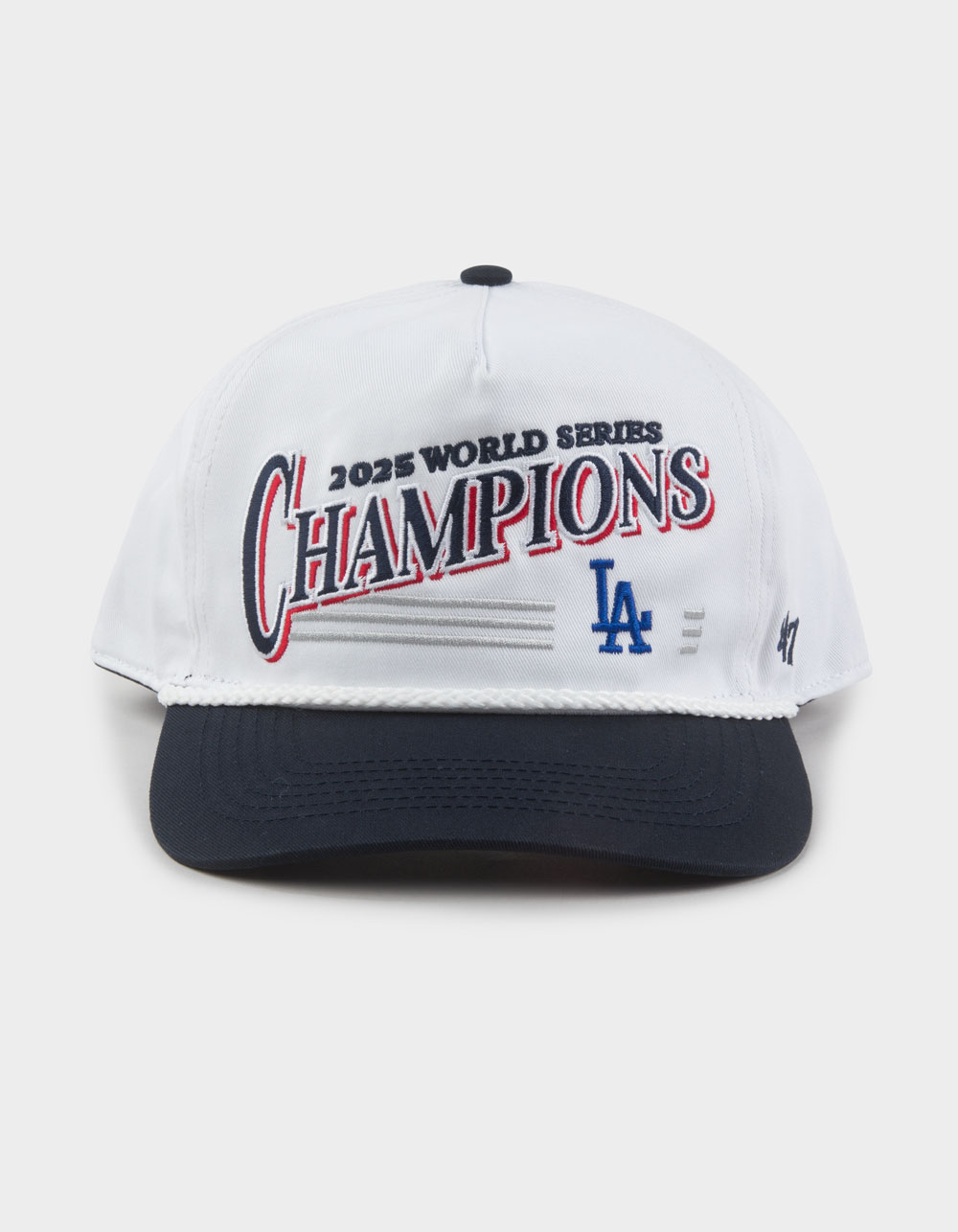 47 BRAND Los Angeles Dodgers World Champs Arch Hitch Rope Snapback Hat - WHITE COMBO