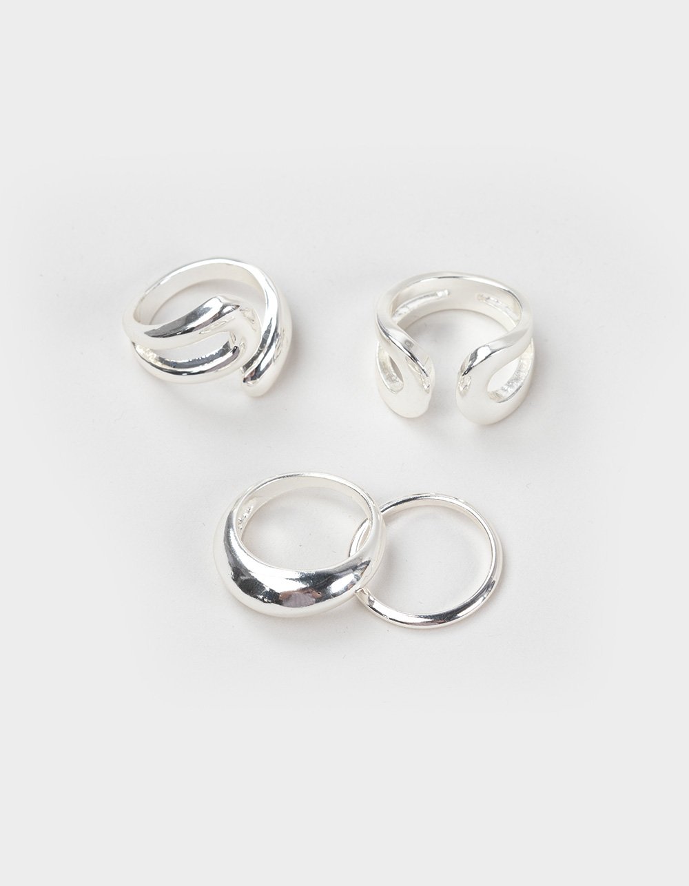 FULL TILT 4 Pack Chunky Rings - SILVER