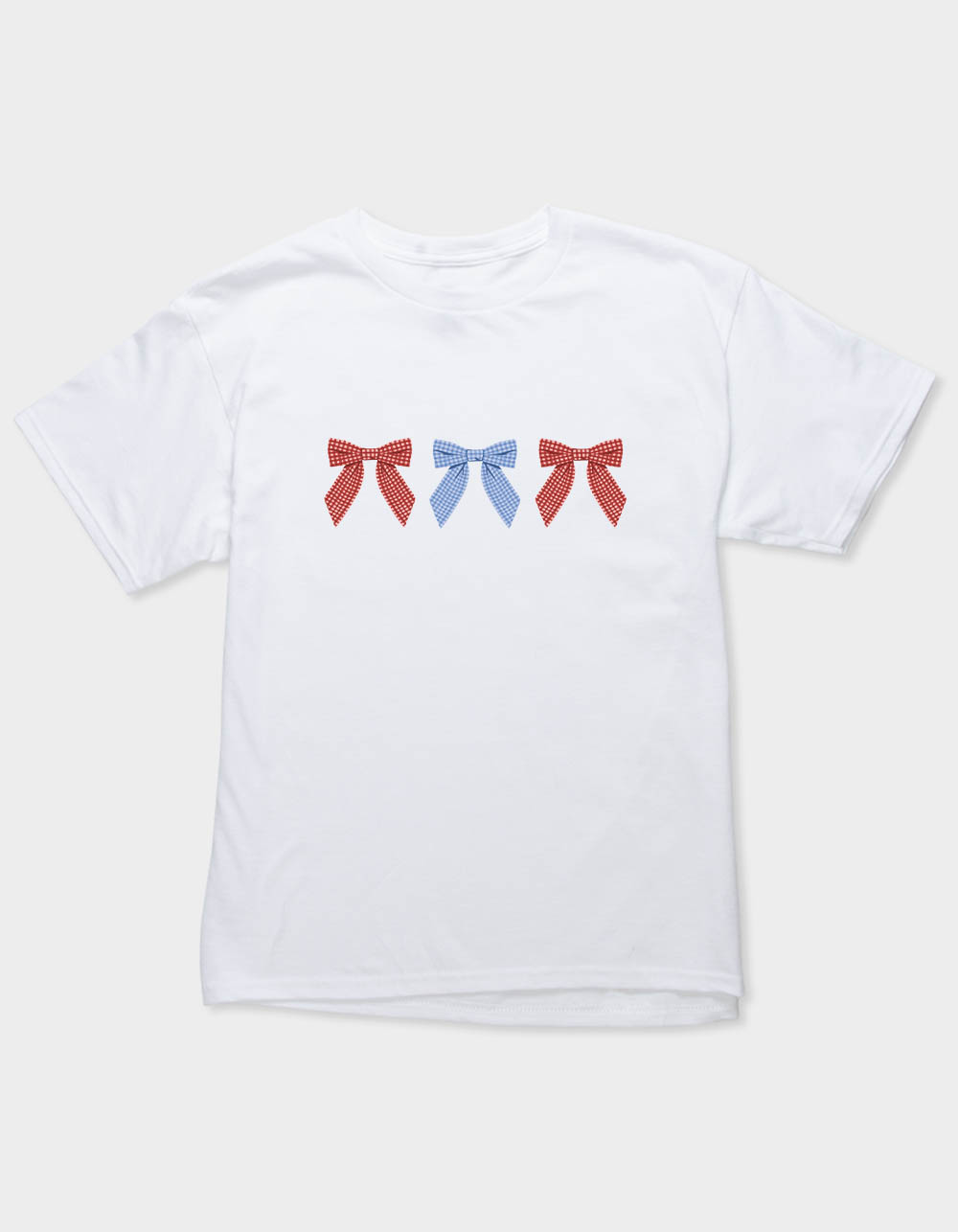 BOW Gingham Trio Unisex Kids Tee - WHITE