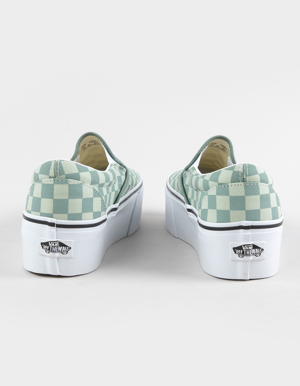 VANS Classic Slip-On Womens Checkerboard Stackform Shoes - MINT