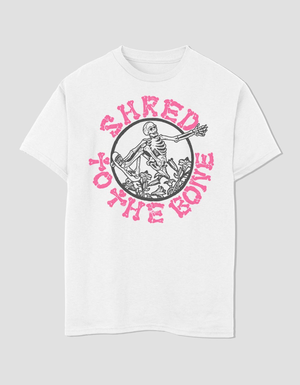 SKELETON Shred Distressed Unisex Kids Tee - WHITE